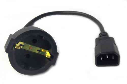 C14 Plug to EU 2 Pin Jack (Type C, E, F) 3x0.75mm² Short Cable 30cm
